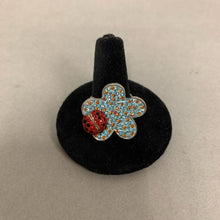 Load image into Gallery viewer, Sterling Crystal Flower Ladybug Ring As-Is sz 7
