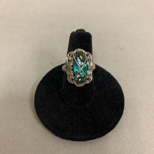 Load image into Gallery viewer, Vintage Sterling Dichroic Glass Filigree Ring sz 4
