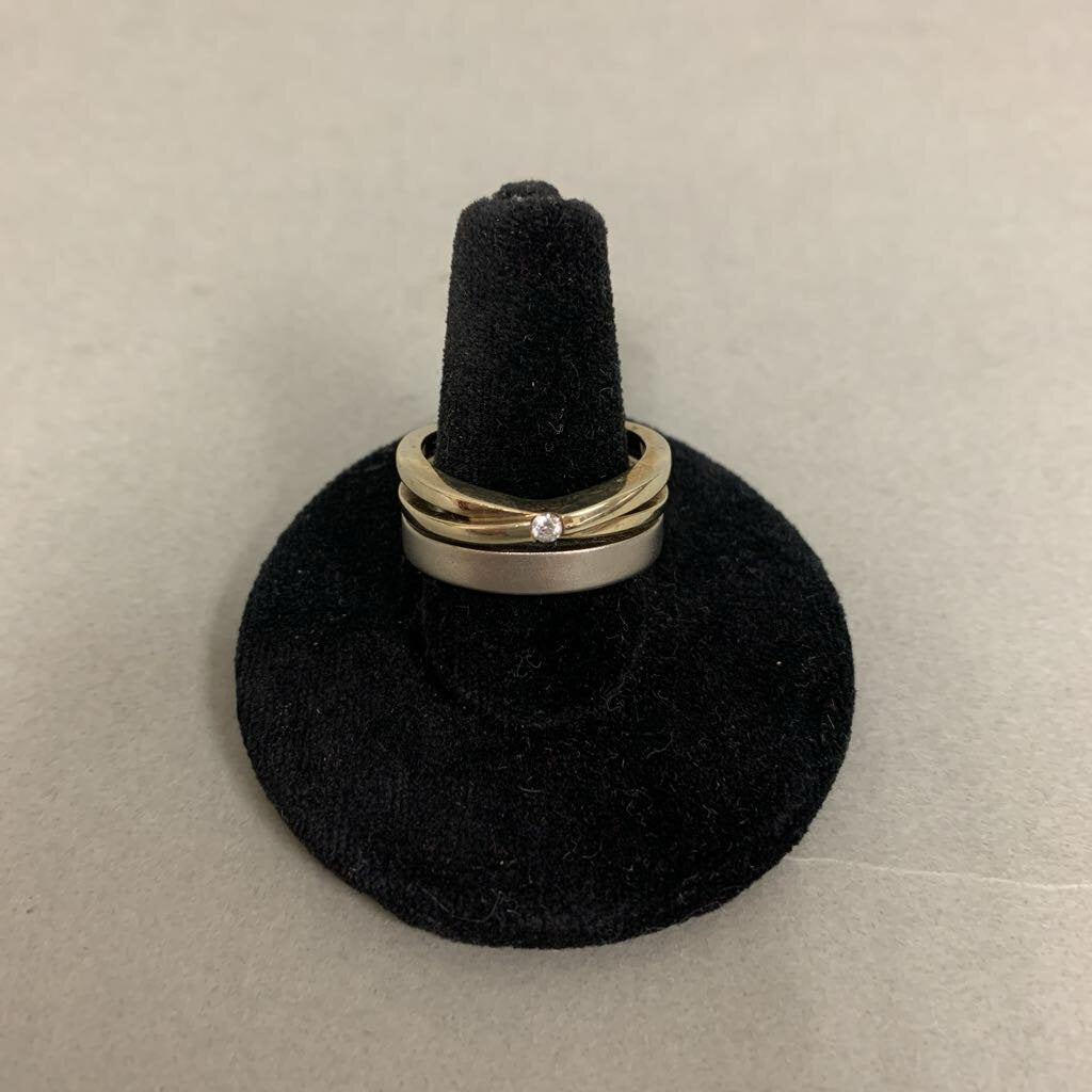 Sterling Gold Plate CZ Stacked Look Ring sz 7.5