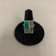 Load image into Gallery viewer, Sterling Turquoise Filigree Setting Ring sz 6.5
