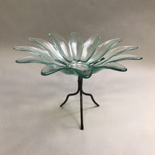 Load image into Gallery viewer, Art Deco Green Clear Flower Dish on Stand (9x12) 2 Pieces
