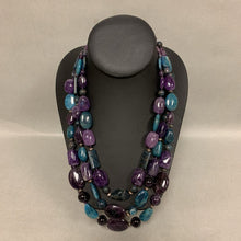 Load image into Gallery viewer, Amethyst &amp; Blue Agate Layered Beaded Necklace (19&quot;)
