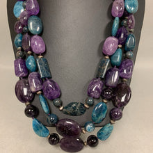 Load image into Gallery viewer, Amethyst &amp; Blue Agate Layered Beaded Necklace (19&quot;)
