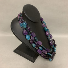 Load image into Gallery viewer, Amethyst &amp; Blue Agate Layered Beaded Necklace (19&quot;)
