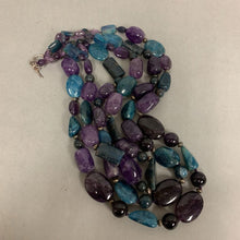 Load image into Gallery viewer, Amethyst &amp; Blue Agate Layered Beaded Necklace (19&quot;)
