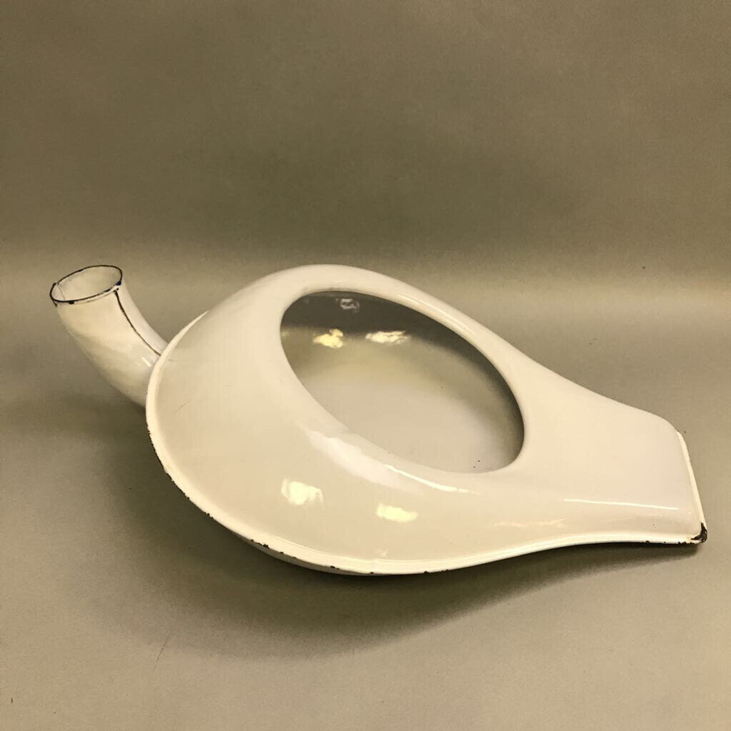 White Enamelware Bed Pan