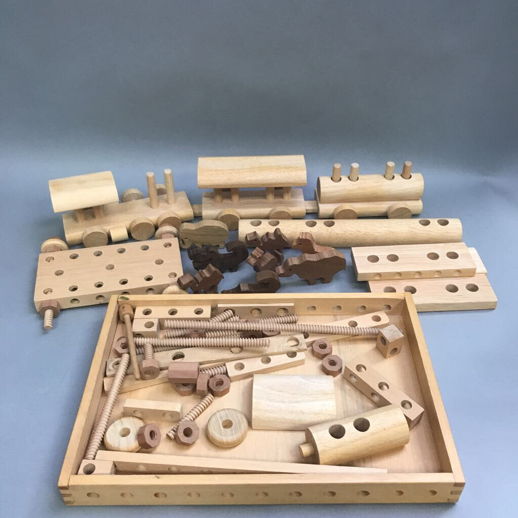 Wooden Toy Train Building Blocks