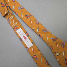 Load image into Gallery viewer, Carrot &amp; Gibbs Golden Silk Bow Tie; Fishing Lure Pattern
