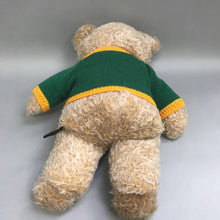 Load image into Gallery viewer, Harrods Plush Brown Bear with Green &amp; Yellow Sweater (18&quot;)
