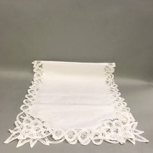 Load image into Gallery viewer, Vintage White Linen Table Runner (17x14)
