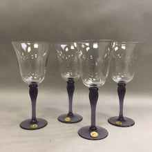 Load image into Gallery viewer, Block Crystal Wine Glasses Stockholm Melody Purple Stem Set Of 4 (9.5&quot;)
