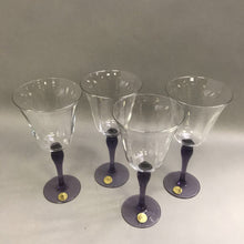 Load image into Gallery viewer, Block Crystal Wine Glasses Stockholm Melody Purple Stem Set Of 4 (9.5&quot;)
