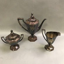 Load image into Gallery viewer, Rogers Heraldic Silverplate Coffee Serving Set: Coffee Pot, Cream, Sugar, &amp; Tray
