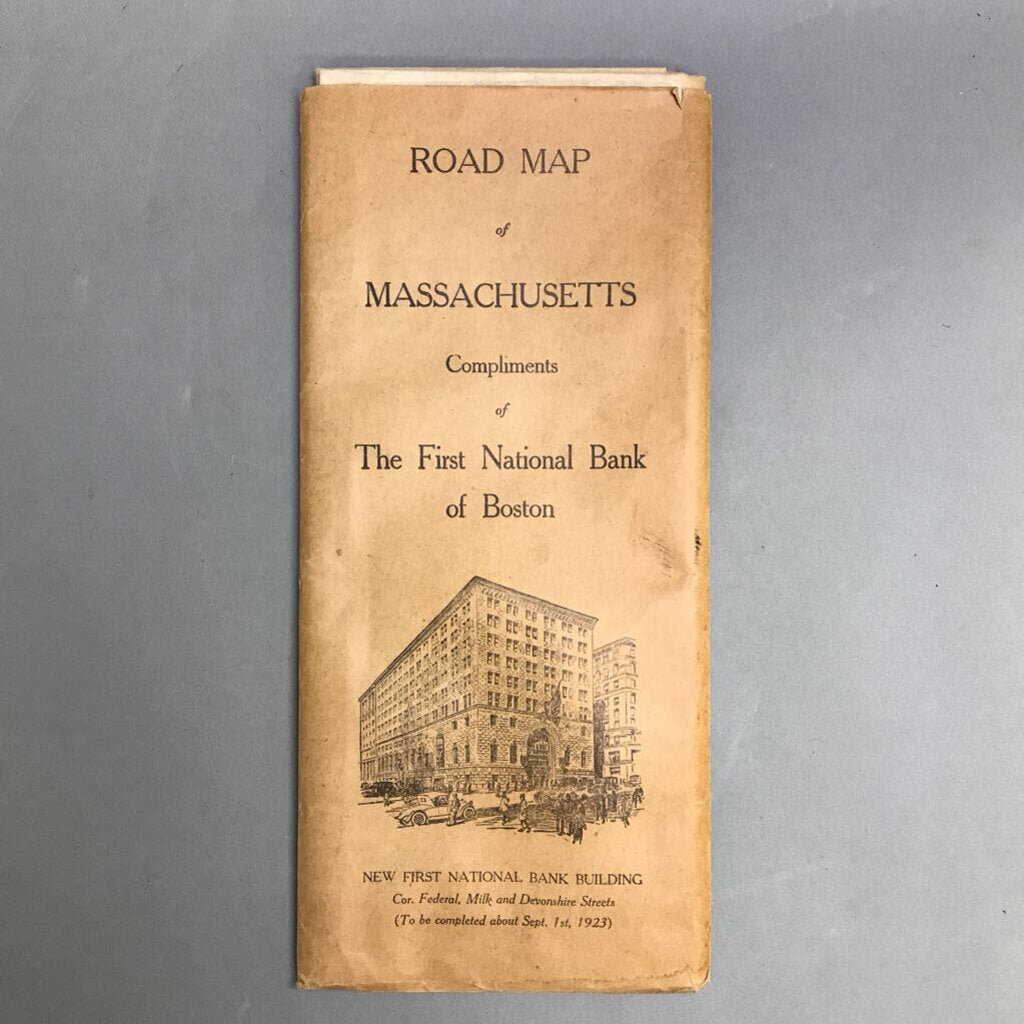 Antique Road Map of Massachusetts ~1920s (9.5x4.25)