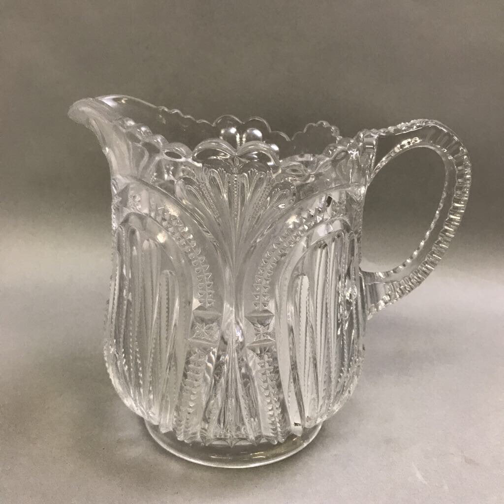 Antique EAPG Glass Pitcher Admiral Bryce Higbee Ribbed (7