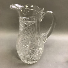 Load image into Gallery viewer, Vintage Cut Glass Pinwheel Pitcher with 6 Glasses (10&quot;)

