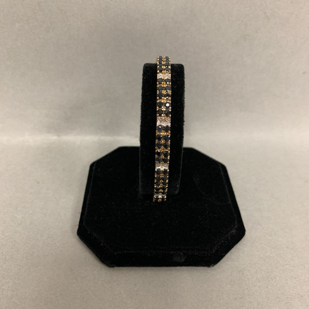 Ross Simons Sterling Gold Vermeil Sapphire Diamond Tennis Bracelet (7.25