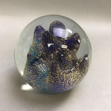 Load image into Gallery viewer, Blue &amp; Gold Glass Art Paperweight (4&quot;)
