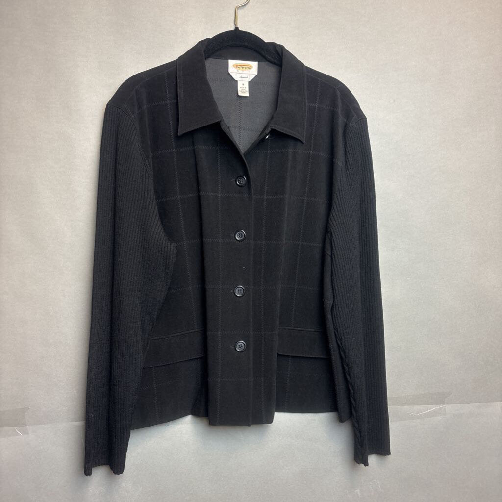 Talbots Polyester Blend Black Button Up Cardigan Size 18