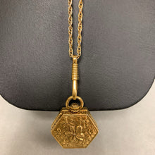 Load image into Gallery viewer, Vintage Goldette Locket on Watch Chain Style Necklace (32&quot;)

