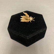 Load image into Gallery viewer, Vintage Jeanne Goldtone Rhinestone Bobble Wing Moth Brooch Pin As-Is (1.5&quot;)
