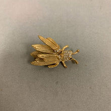 Load image into Gallery viewer, Vintage Jeanne Goldtone Rhinestone Bobble Wing Moth Brooch Pin As-Is (1.5&quot;)
