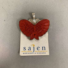Load image into Gallery viewer, Sajen Sterling Cinnabar Pearl Accent Butterfly Pendant (2.25&quot;)
