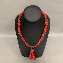 Load image into Gallery viewer, Red Coral Chip Sterling Beaded Necklace (22&quot;)

