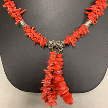 Load image into Gallery viewer, Red Coral Chip Sterling Beaded Necklace (22&quot;)
