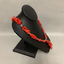 Load image into Gallery viewer, Red Coral Chip Sterling Beaded Necklace (22&quot;)
