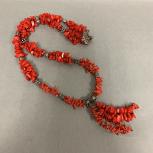 Load image into Gallery viewer, Red Coral Chip Sterling Beaded Necklace (22")
