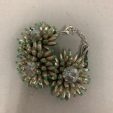 Load image into Gallery viewer, Vera Wang Silver Torpedo Crystal Flower Statement Bracelet &amp; Earrings Set
