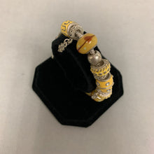 Load image into Gallery viewer, Pandora Silver Yellow Enamel Charm Bracelet (8")
