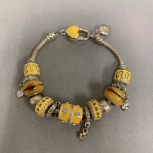 Load image into Gallery viewer, Pandora Silver Yellow Enamel Charm Bracelet (8&quot;)
