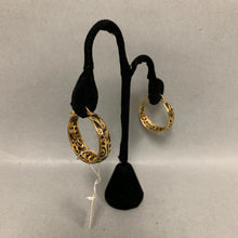 Load image into Gallery viewer, Metropolitan Museum of Art Goldtone Black Enamel Hoop Earrings (1.25")
