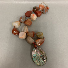Load image into Gallery viewer, Peyote Bird Abalone Pendant on Carnelian Beaded Necklace (20&quot;)
