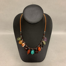 Load image into Gallery viewer, Boho Multi-Gemstone Crystal Beaded Bib Suede Necklace (19&quot;)
