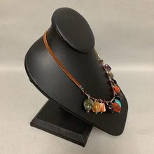 Load image into Gallery viewer, Boho Multi-Gemstone Crystal Beaded Bib Suede Necklace (19&quot;)
