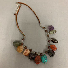 Load image into Gallery viewer, Boho Multi-Gemstone Crystal Beaded Bib Suede Necklace (19&quot;)
