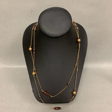 Load image into Gallery viewer, Liz Henry Goldtone Pearl Crystal Wood Bead Satellite Chain (42&quot;)
