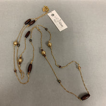 Load image into Gallery viewer, Liz Henry Goldtone Pearl Crystal Wood Bead Satellite Chain (42&quot;)
