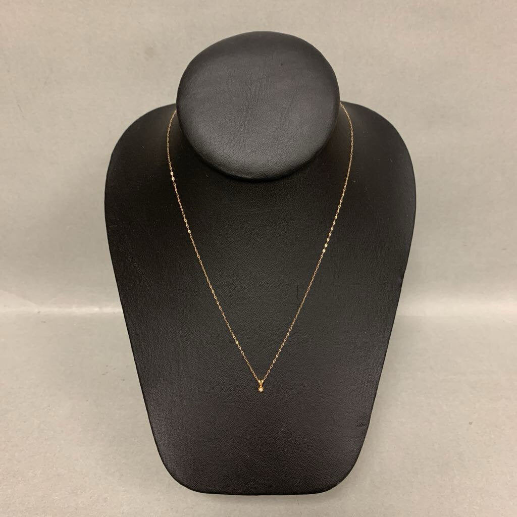 14K Gold Diamond Solitaire Pendant on 15