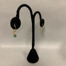 Load image into Gallery viewer, 14K Gold Green Crystal Drop Earrings (0.8g)
