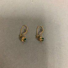 Load image into Gallery viewer, 14K Gold Green Crystal Drop Earrings (0.8g)
