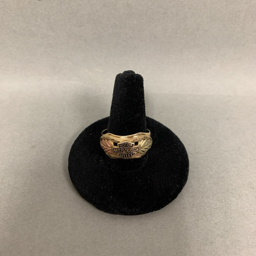 10K Black Hills Gold Harley Davidson Logo Ring sz 10 (4.6g)