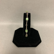Load image into Gallery viewer, Uptown Sterling Green Cat&#39;s Eye Bead Bracelet (7.5&quot;)
