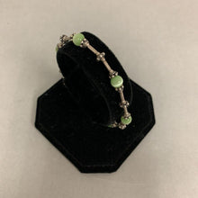 Load image into Gallery viewer, Uptown Sterling Green Cat&#39;s Eye Bead Bracelet (7.5&quot;)
