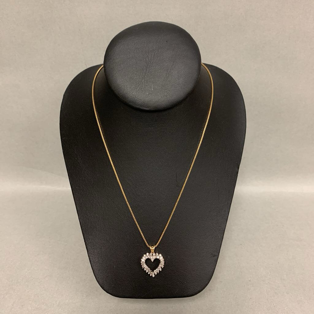 14K Gold Diamond Heart Pendant on 20