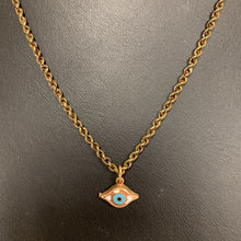 Load image into Gallery viewer, 14K Gold Enamel Eye Pendant on 18&quot; Chain (2.9g)
