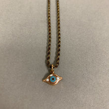 Load image into Gallery viewer, 14K Gold Enamel Eye Pendant on 18&quot; Chain (2.9g)
